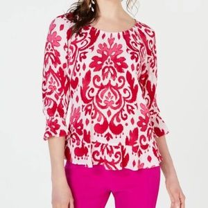 INC International Concepts Blouson-Sleeve Peasant Top